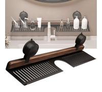 Bpoeee Walnut Bathroom, Wall Mounted Sink Shelf Over Faucet, Kitchen Suction Cup Shelves, Organizer Rack for Bathroom, No Drill & RemovableFaucet Organizer Shelf (Black,50cm)