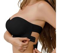 Bpoeee Women's Strapless Bra Wireless Non-Slip A-DD Cup, Seamless Crossover Side Closure for Off-Shoulder Outfits (Black,M)