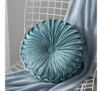 Bprtcra - Cojines Redondos de Terciopelo Plisado, Redondos, Acolchados de Terciopelo, Hechos a Mano, para el hogar, el sofá, la Silla, la Cama, el Coche, 35 cm (Azul Claro)