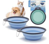 BPS 2Pcs Comedero Bebedero Plegable para Mascotas Perros Gatos Cuenco Portátil Silicona de Viaje Color Azar (S: Diametro 13.5 cm) BPS-5725 * 2
