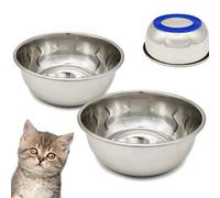 BPS 2X Comedero Antideslizante para Perro Gato Bebedero Acero Inoxidable para Mascotas 4 Tamaños (S: Diametro 12.5 cm) BPS-5537 * 2