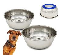 BPS 2X Comedero Antideslizante para Perro Gato Bebedero Acero Inoxidable para Mascotas 4 Tamaños (XL: Diametro 23 cm) BPS-5540 * 2