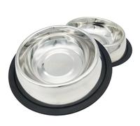 BPS® 2X Comedero Bebedero Acero Inoxidable para Perro Gato Mascotas Diámetro 3 Tamaños para Elegir 15.5/18/19 cm (18 cm) BPS-5502 * 2