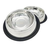 BPS® 2X Comedero Bebedero Acero Inoxidable para Perro Gato Mascotas Diámetro 3 Tamaños para Elegir 15.5/18/19 cm (15,5 cm) BPS-5501 * 2