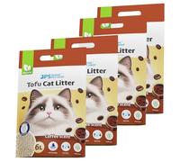 BPS Arena Aglomerante para Gatos Arena 6L de Tofu para Gatos sin Polvo Fácil de Aglomerar Controla los Olores se Lanza en el Inodoro (Cafe, 4Pcs) BPS-15740 * 4