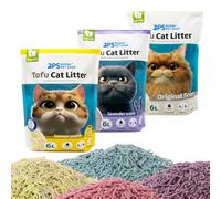 BPS Arena Aglomerante para Gatos Arena de Tofu para Gatos sin Polvo Fácil de Aglomerar Controla los Olores se Lanza en el Inodoro (Pack de 3 Sabor, 1Pcs) BPS-15454-55-58