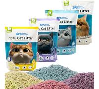BPS Arena Aglomerante para Gatos Arena de Tofu para Gatos sin Polvo Fácil de Aglomerar Controla los Olores se Lanza en el Inodoro (1Pcs, Pack de 4 Sabor) BPS-4x1
