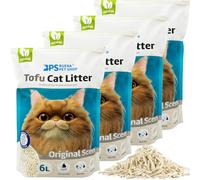 BPS Arena Aglomerante para Gatos Arena de Tofu para Gatos sin Polvo Fácil de Aglomerar Controla los Olores se Lanza en el Inodoro (4Pcs, Original) BPS-15454 * 4