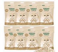 BPS Arena de Tofu para Gatos aglomera 6L Pack de 8 Bolsas- Sin Polvo Fácil de Aglomerar y Olores - y para Gatitos
