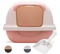 BPS Aseo Cerrado para Gato Arenero Cubierto Sanitaria Bandeja Arena con Pala para Mascotas Gatos 3 Colores 51 x 37 x 43 cm (Durazno) BPS-5593DR