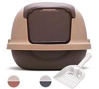 BPS Aseo Cerrado para Gato Arenero Cubierto Sanitaria Bandeja Arena con Pala para Mascotas Gatos 3 Colores 51 x 37 x 43 cm (Marron) BPS-5593MA