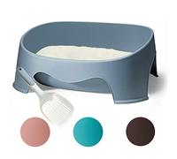 BPS Bandeja Gatos Gatitos Aseo Arenero Abierto para Mascotas Gatos con Pala Bandeja Sanitaria Plástica 4 Colores para Elegir 49.5 x 37 cm (Gris) BPS-5592GR