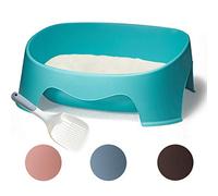 BPS Bandeja Gatos Gatitos Aseo Arenero Abierto para Mascotas Gatos con Pala Bandeja Sanitaria Plástica 4 Colores para Elegir 49.5 x 37 cm (Azul Cian) BPS-5592AZ
