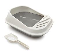 BPS Bandeja Gatos Gatitos con Pala Aseo Arenero Abierto para Mascotas Gatos Bandeja Sanitaria Plástica (Medium, Gris) BPS-5578GR