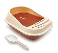 BPS Bandeja Gatos Gatitos con Pala Aseo Arenero Abierto para Mascotas Gatos Bandeja Sanitaria Plástica (Large, Marrón) BPS-5579MA