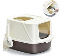 BPS Caja Arena Aseo para Gato Arenero Cubierto Sanitaria con Pala Bandeja Arena para Mascotas Gatos 3 Colores Tamaño XXL BPS-5565 (Marrón) BPS-5565MA