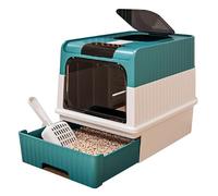BPS Caja de Arena para Gatos con Cajón Extraíble, Cubierta Superior y Filtro Desodorizante - Doble Entrada/Salida, Espaciosa y Antisalpicaduras, Fácil de Limpiar (Verde) BPS-8805VE