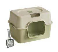 BPS Caja de Arena para Gatos con Pala - Diseño Cerrado, Bandeja Extraíble, Antiderrames y Antiodores, Fácil de Limpiar (Verde) BPS-8804VR