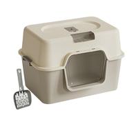 BPS Caja de Arena para Gatos con Pala - Diseño Cerrado, Bandeja Extraíble, Antiderrames y Antiodores, Fácil de Limpiar (Gris) BPS-8804GR
