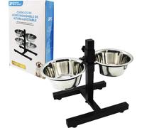 BPS Comederos Bebedero para Perros Acero Inoxidable con Pie Soporte Juego de Cuencos Elevados Altura Tamaño L (3QT 2.8L)