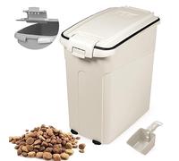 BPS Contenedor de Comida para Mascotas Caja de Alimentos Pienso Tapa Abatible Hermética con Pala para Perros y Gatos BPS-4159 (Blanco)