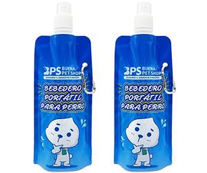BPS Pack 2X Viaje Bebedero Portátil Plegable para Perros Mascotas 500 ml con Mosquetón de Botella (2X Bebedero Portátil) BPS-5752 * 2