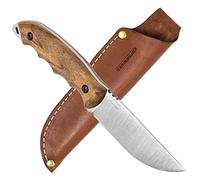 BPSKNIVES HK4 SSH - Cuchillo de Acero Inoxidable de Hoja Fija - Cuchillo de Acampada de Mango Completo con Funda de Cuero - Cuchillos de Bushcraft y Campamento Hechos a Mano