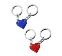 BPTRKOM 4 llaveros de corazón - llaveros de corazón, llaveros de Bloque de Amor, Aniversarios, Recuerdos de Pareja (Rojo+Azul)