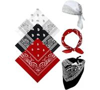 BPTRKOM Pack de 3 Bandanas- pañuelo para la Cabeza para Hombre y Mujer, pañuelos con Estampado, Gorro, pañuelo para el Pelo, Cuello, muñeca, Cabeza, Motero (Negro + Rojo + Blanco)