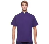 BPURB Camisa Polo Sacerdote Hombre con Alzacuellos Cuello Clero Camisa de Manga Corta para Disfraz de Iglesia, Morado, 46