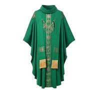 BPURB Casulla para sacerdote celebrante, púlpito del clero, casulla anglicana, Iglesia Católica Romana, casulla para padre de misa, vestimenta bordada con estola, verde, Altoa única