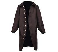BPURB Chicos gótico medieval Tailcoat Abrigo Steampunk Victorian Frock Coat Colonial Histórico Chaqueta para Niños (M, Marrón)