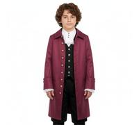 BPURB Chicos gótico medieval Tailcoat Abrigo Steampunk Victorian Frock Coat Colonial Histórico Chaqueta para Niños (XXL, Vino tinto)
