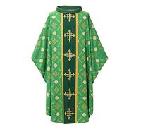 BPURB Clero Sacerdote Vicario Celebrante Bautismo Casulla Vestiduras Iglesia Padre Católico Vestiduras Misa (Verde, XL)