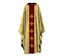 BPURB Clero Sacerdote Vicario Celebrante Bautismo Casulla Vestiduras Iglesia Padre Católico Vestiduras Misa (Amarillo, XL)