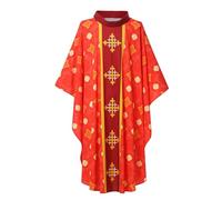 BPURB Clero Sacerdote Vicario Celebrante Bautismo Casulla Vestiduras Iglesia Padre Católico Vestiduras Misa (Rojo, XL)