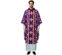 BPURB Clero Sacerdote Vicario Celebrante Bautismo Casulla Vestiduras Iglesia Padre Católico Vestiduras Misa (Púrpura, XL)