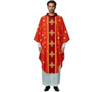 BPURB Clero Sacerdote Vicario Celebrante Bautismo Casulla Vestiduras Iglesia Padre Católico Vestiduras Misa (Rojo, XL)