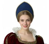 BPURB Diadema Tudor para mujer, sombrero renacentista de Ana Bolena, gorro isabelino, disfraces de Halloween (altura: 11,5 cm)