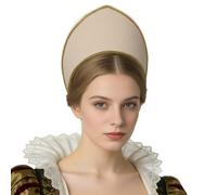 BPURB Diadema Tudor para mujer, sombrero renacentista de Ana Bolena, gorro isabelino, disfraces de Halloween (altura: 11,5 cm)
