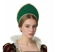 BPURB Diadema Tudor para mujer, sombrero renacentista de Ana Bolena, gorro isabelino, disfraces de Halloween (altura: 11,5 cm)