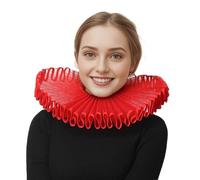 BPURB Renacimiento Elisabethan Ruff Collar Cuello Volantes Collar Payaso Collares (Rojo)
