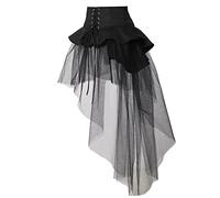 BPURB Steampunk Victoriano Volantes Falda de Tul para Mujer, cinturón de Cintura, corsé, Disfraz, Enagua Pirata, Cosplay, Vestido de Halloween