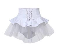 BPURB Steampunk Victoriano Volantes Falda de Tul para Mujer, cinturón de Cintura, corsé, Disfraz, Enagua Pirata, Cosplay, Vestido de Halloween