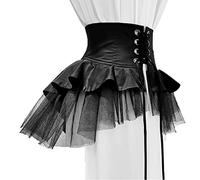 BPURB Steampunk Victoriano Volantes Falda de Tul para Mujer, cinturón de Cintura, corsé, Disfraz, Enagua Pirata, Cosplay, Vestido de Halloween