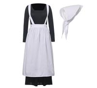 BPURB Vestido colonial pionero para mujer, disfraz de peregrina, vestido de guerra civil, disfraz de campesina victoriana con delantal