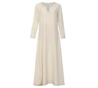 BPURB Vestido Medieval para Mujeres Larp Vikingo Pirata Traje Renacimiento Manga Larga Túnica Vestido Campesino Bíblica, Beige, XL