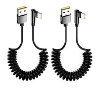 Bpzmm 2 Piezas Cable USB C Espiral Corto 0.4M-1M, Cable USB a USB C Espiral 90 Grados en ángulo para Galaxy S24, S23, S22 y compatible con Huawei y Android