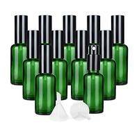 BPZXL 12 Piezas 50ml Verde con Pulverizador, Bote de Spray Viaje con Tapas de Negro Atomizador de Perfume für Reisen Ätherische Öle Parfüm Zubehör+ 2 x Embudo