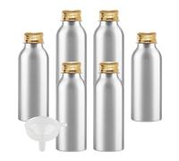 BPZXL 12 Piezas Plata 100 ml Botella de Aluminio con Tapón Rosca de Aluminio Oro Envase Cosmético Metálico para Champú, Loción Gel Aceite Esencial Hoteles Viaje